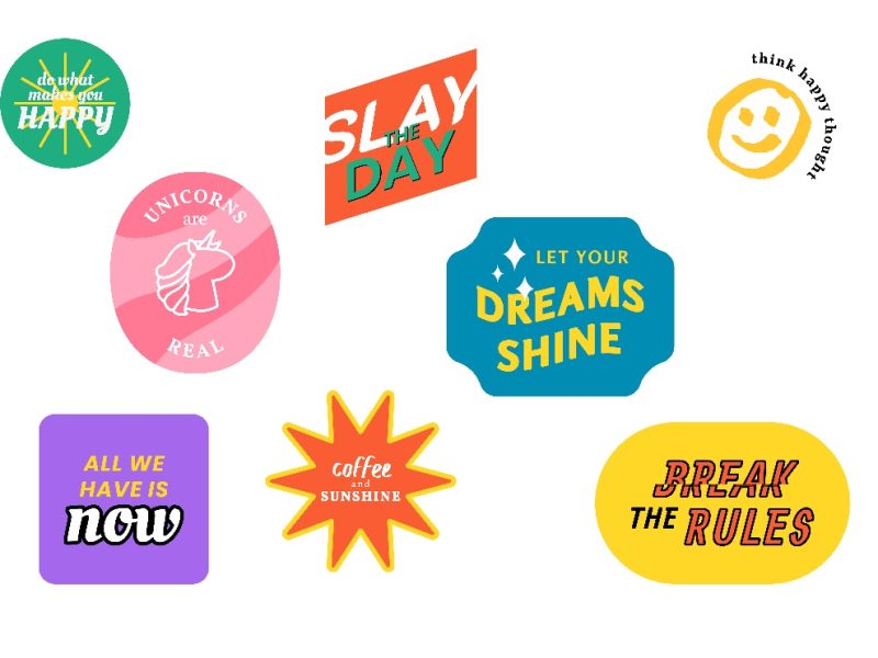 Vintage word sticker badge png collection